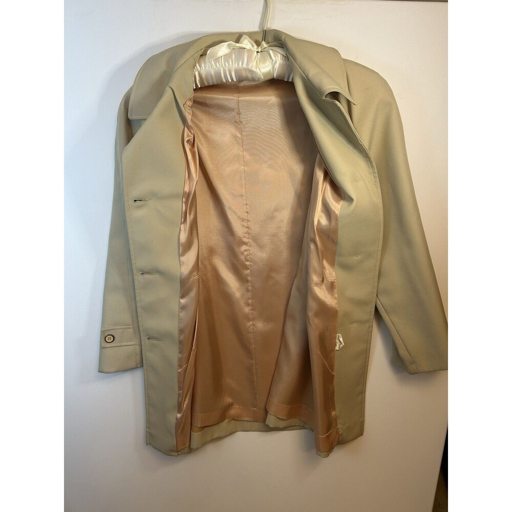 Vintage Beige Button Front Car Coat Women’s Classic Tailored Jacket With Pockets - Picture 10 of 16